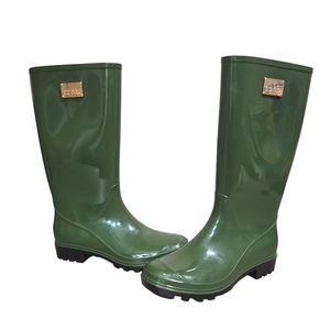Nicole Miller New York Army Green Rain boots Size 9 Women's Rubber EUC